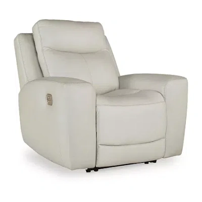 Signature Design By Ashley Mindanao Dual Power Leather Recliner In Sand