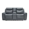 Signature Design By Ashley Mindanao Dual Power Leather Reclining Loveseat With Console In Blue