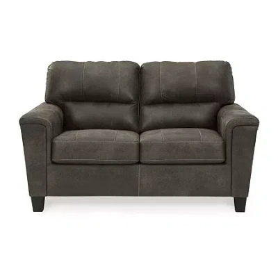 Signature Design By Ashley Navi Track-arm Upholstered Loveseat In Gray