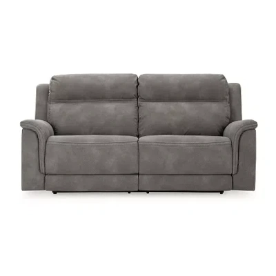 Signature Design By Ashley Next-gen Durapella Dual Power Pad Arm Reclining Sofa In Gray
