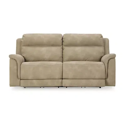 Signature Design By Ashley Next-gen Durapella Dual Power Pad Arm Reclining Sofa In Sand