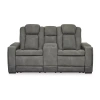 Signature Design By Ashley Next-gen Durapella Dual Power Reclining Track Arm Loveseat With Console In Gray