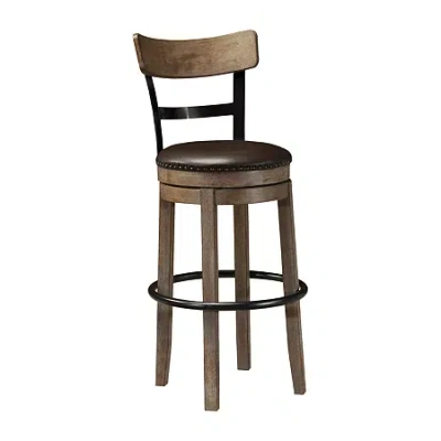 Signature Design By Ashley Pinnadel Upholstered Swivel Barstool In Brown