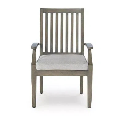 Signature Design By Ashley Raleigh Ranch Outdoor Arm Chair With Cushion (set Of 2) In Brown