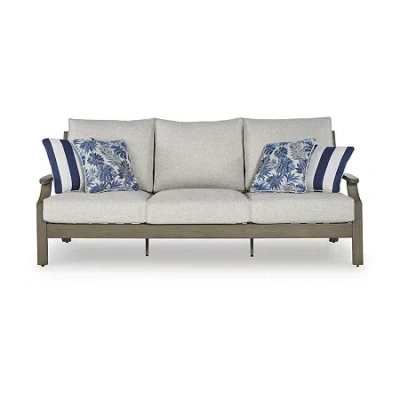 Signature Design By Ashley Raleigh Ranch Outdoor Sofa With Cushion In Brown