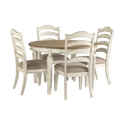 Signature Design By Ashley Realyn 5-piece Oval Extension Ladderback Dining Set In White