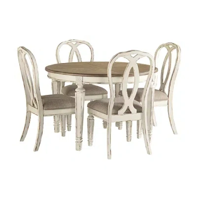 Signature Design By Ashley Realyn 5-piece Oval Extension Ribbon Back Dining Set In Brown