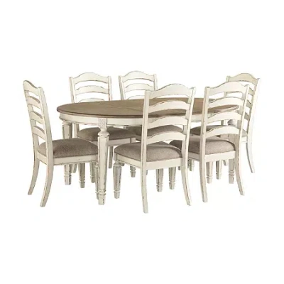 Signature Design By Ashley Realyn 7-piece Oval Extension Ladderback Dining Set In White