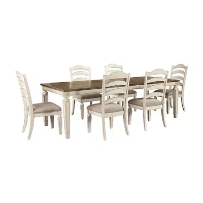 Signature Design By Ashley Realyn 7-piece Rectangular Extension Ladderback Dining Table Set In White
