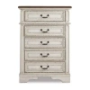 Signature Design By Ashley Realyn Youth 48" 5-drawer Chest Of Drawers In Chipped White In White