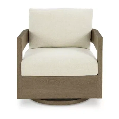 Signature Design By Ashley Severn Outdoor Swivel Glider Chair With Cushion In Brown