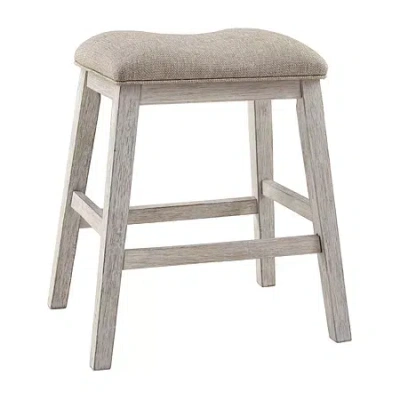 Signature Design By Ashley Skempton Kitchen + Dining Furniture Collection 2-pc. Counter Height Upholstered Bar Stool In White