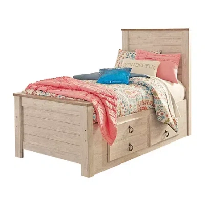 Signature Design By Ashley Smithfield Twin Bed With Drawer Storage In White