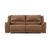 Signature Design By Ashley Trasimeno Dual Power Leather Reclining Sofa In Brown