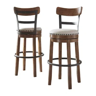 Signature Design By Ashley Valebeck Bar Height Swivel Bar Stool In Brown