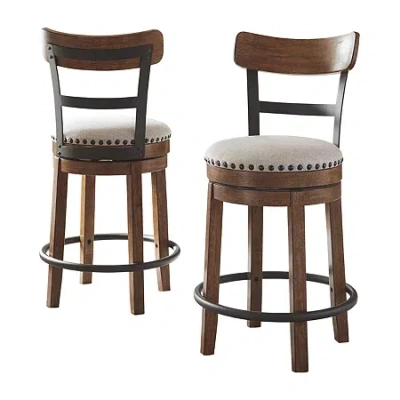 Signature Design By Ashley Valebeck Counter Height Swivel Bar Stool In Brown