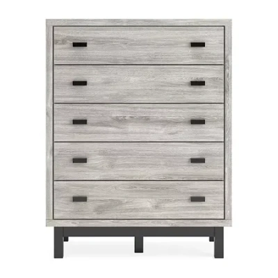 Signature Design By Ashley Vessalli 5-drawer Chest In Light Gray