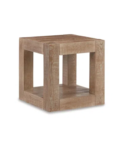 Signature Design By Ashley Waltleigh Square End Table In Distressed Brown