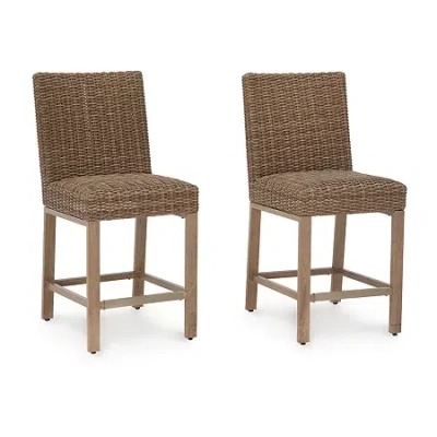 Signature Design By Ashley Walton Bridge 2-pc. Counter Height Bar Stool Set In Brown