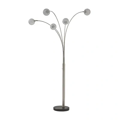 Signature Design By Ashley Winter Metal Floor Lamp In Silver