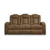 Signature Design By Ashley Wolfridge Dual Power Reclining Sofa In Brown