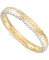 Signature Gold Hammered Oval Hinged Bangle Bracelet In 14k Two-tone Gold Over Resin In Two-tone