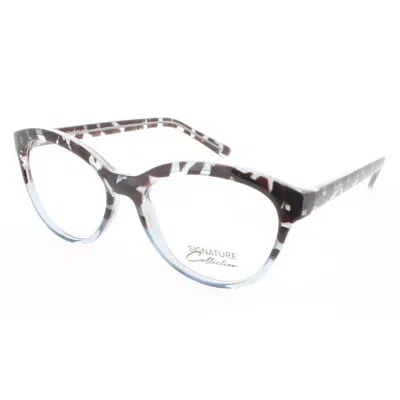 Signature Ladies Blue Rectangular Eyeglass Frames S7003tortblue52 In Gray