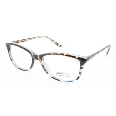 Signature Ladies Blue Rectangular Eyeglass Frames S7006torttobluestripe51