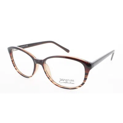Signature Ladies Brown Rectangular Eyeglass Frames S7020brownstripe52
