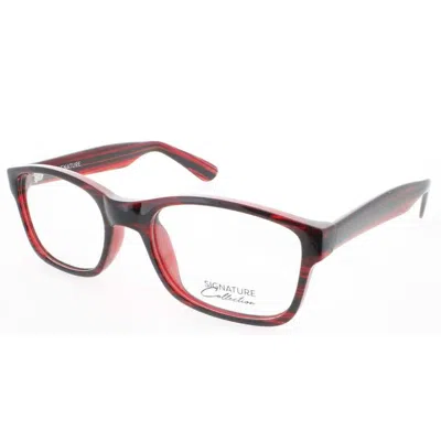Signature Ladies Red Rectangular Eyeglass Frames S7002redstripe54 In Multi