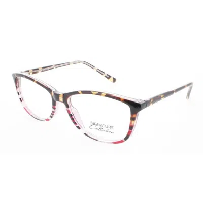 Signature Ladies Red Rectangular Eyeglass Frames S7006torttoredstripe51 In Brown