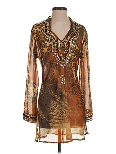 Pre-owned Signature Long Sleeve Blouse In Brown