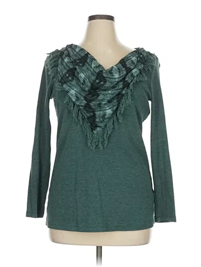 Pre-owned Signature Long Sleeve Top Teal Cowl Neck Tops In Blue