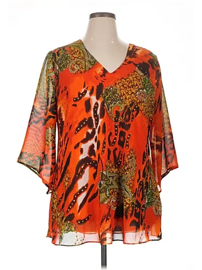 Pre-owned Signature Short Sleeve Blouse In Orange