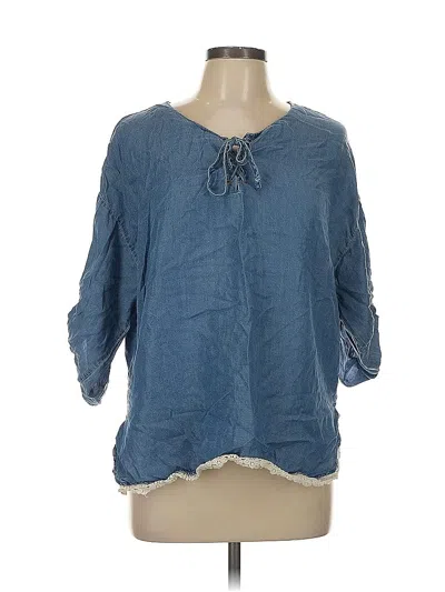 Pre-owned Signature Studio 3/4 Sleeve Blouse In Blue