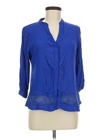 Pre-owned Signature Studio 3/4 Sleeve Blouse In Blue