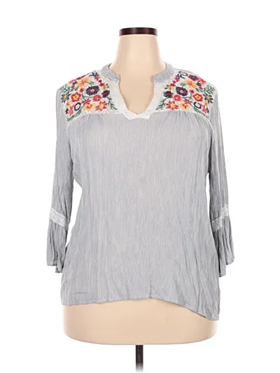 Pre-owned Signature Studio 3/4 Sleeve Blouse In Gray