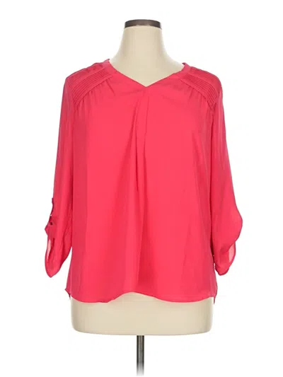 Pre-owned Signature Studio 3/4 Sleeve Blouse In Pink