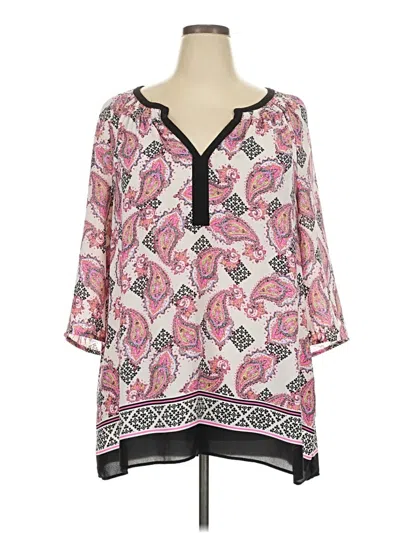 Pre-owned Signature Studio 3/4 Sleeve Blouse In Pink
