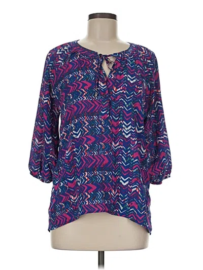 Pre-owned Signature Studio 3/4 Sleeve Blouse In Purple