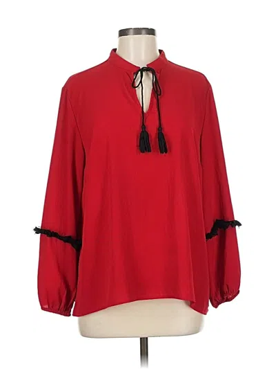 Pre-owned Signature Studio 3/4 Sleeve Blouse In Red
