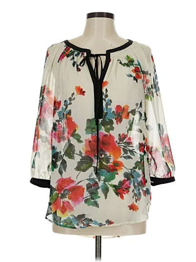 Pre-owned Signature Studio 3/4 Sleeve Blouse In White