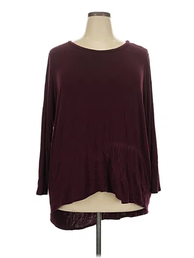 Pre-owned Signature Studio 3/4 Sleeve Top Burgundy Boatneck Tops