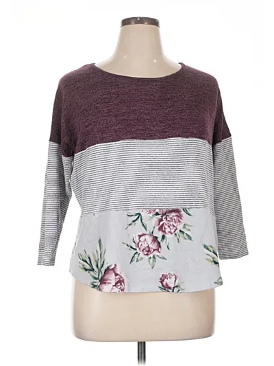 Pre-owned Signature Studio 3/4 Sleeve Top Burgundy Boatneck Tops