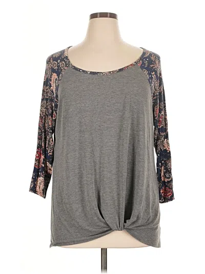 Pre-owned Signature Studio 3/4 Sleeve T-shirt In Gray