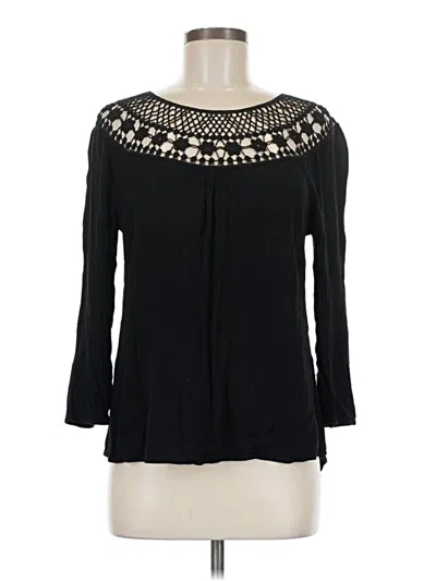 Pre-owned Signature Studio Long Sleeve Blouse In Black