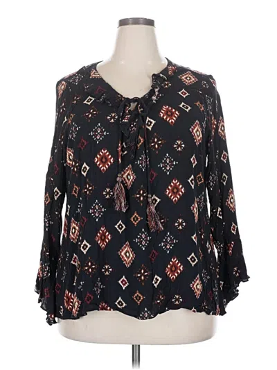 Pre-owned Signature Studio Long Sleeve Blouse In Black