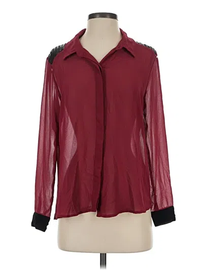 Pre-owned Signature Studio Long Sleeve Blouse In Burgundy