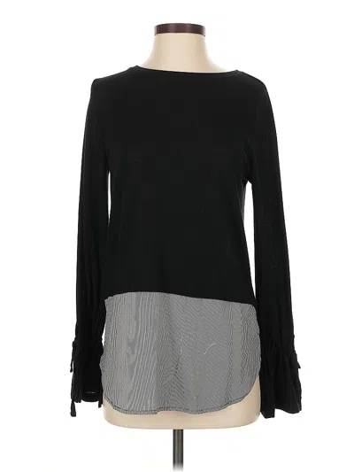 Pre-owned Signature Studio Long Sleeve Top Black Boatneck Tops