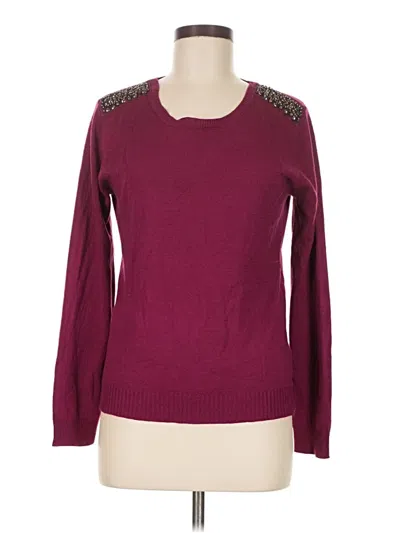 Pre-owned Signature Studio Long Sleeve Top Burgundy Crew Neck Tops